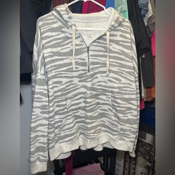American Eagle Outfitters Tops - American Eagle Gray and White Ahh-Mazingly Soft Zebra Oversized Hoodie
